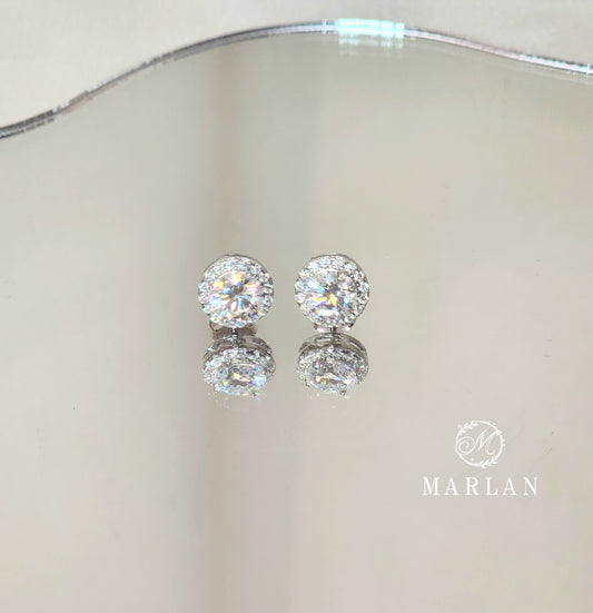 Moissanite Brilliant Halo Earrings (0.8ct)