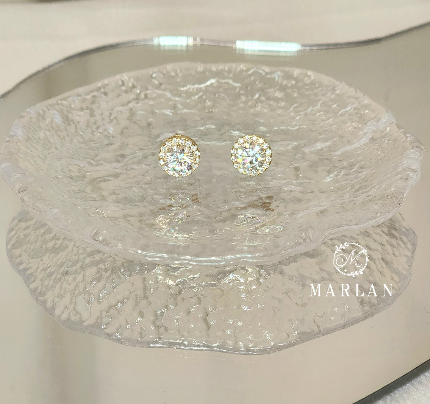 Moissanite Brilliant Halo Earrings (0.8ct)