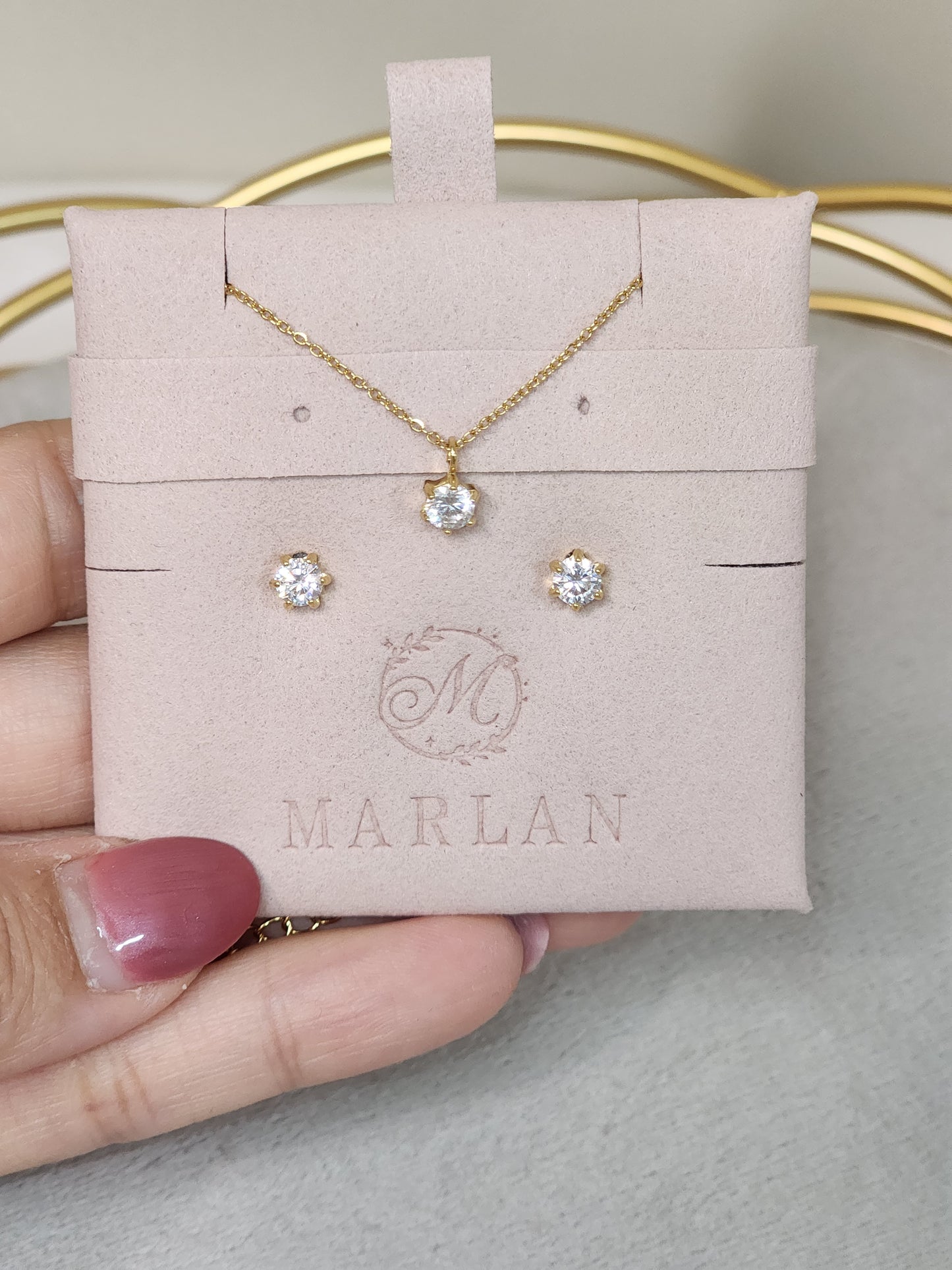 ZC Studs Necklace & Earring Set  (4mm)
